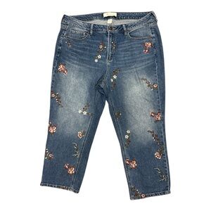 Cato Limited Edition Floral Embroidered Mid-Rise Jeans Women’s 18WP Plus Petite
